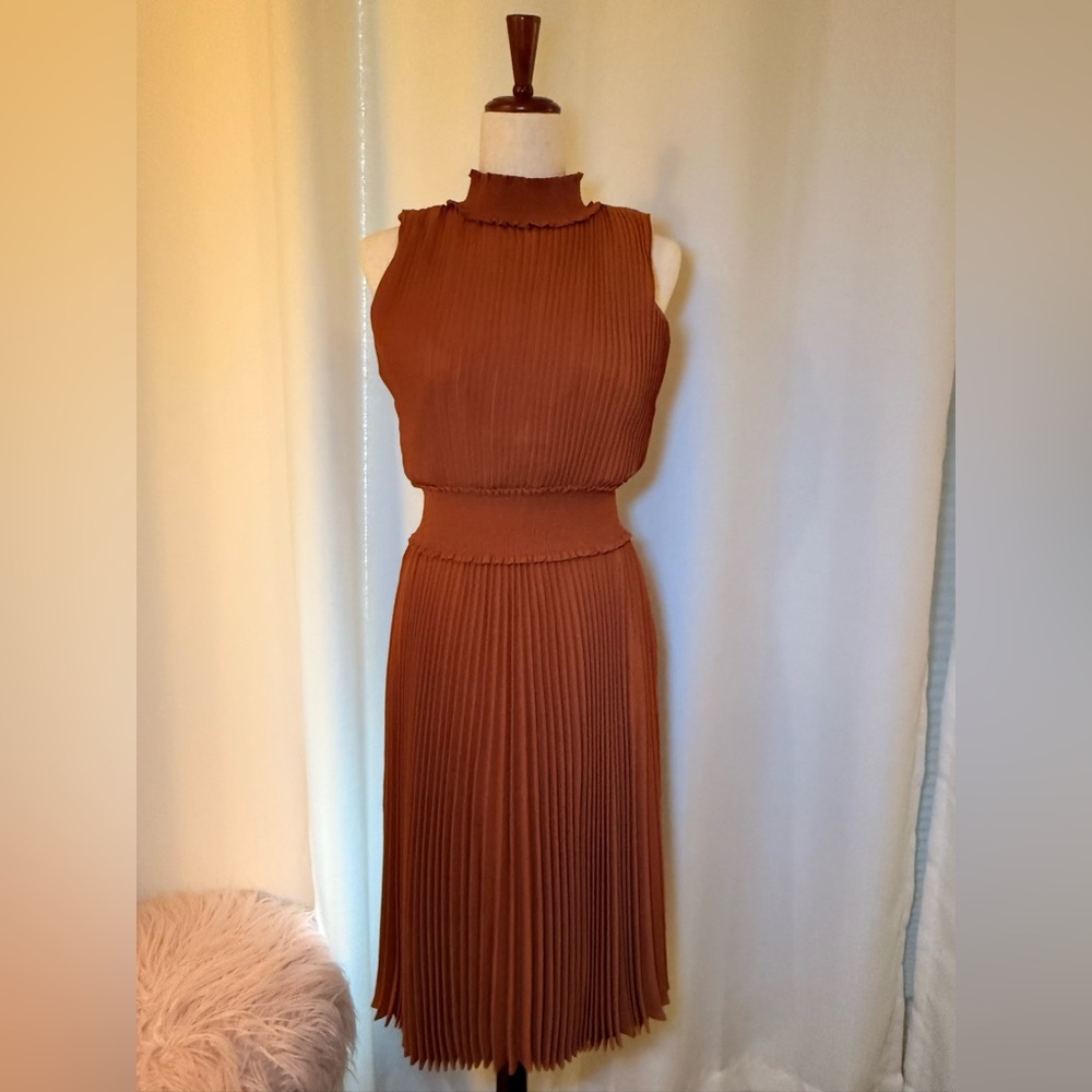 Nanette Lepore Brown Pleated Dress